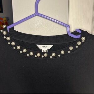 Penningtons Black Sweatshirt with Pearl Embellishments